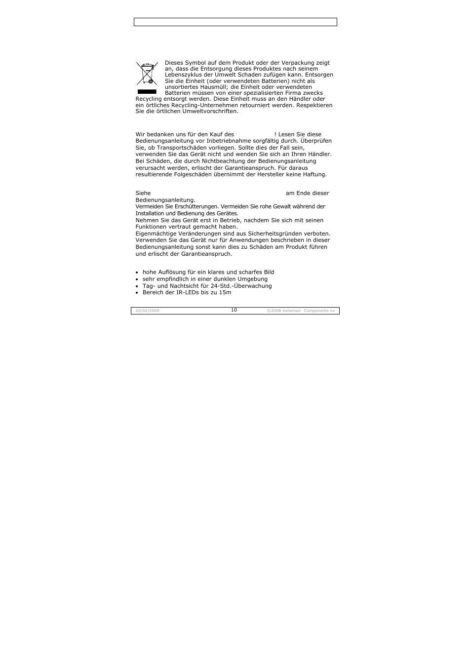 Bedienungsanleitung | Velleman CAMCOLD14 User Manual | Page 10 / 15