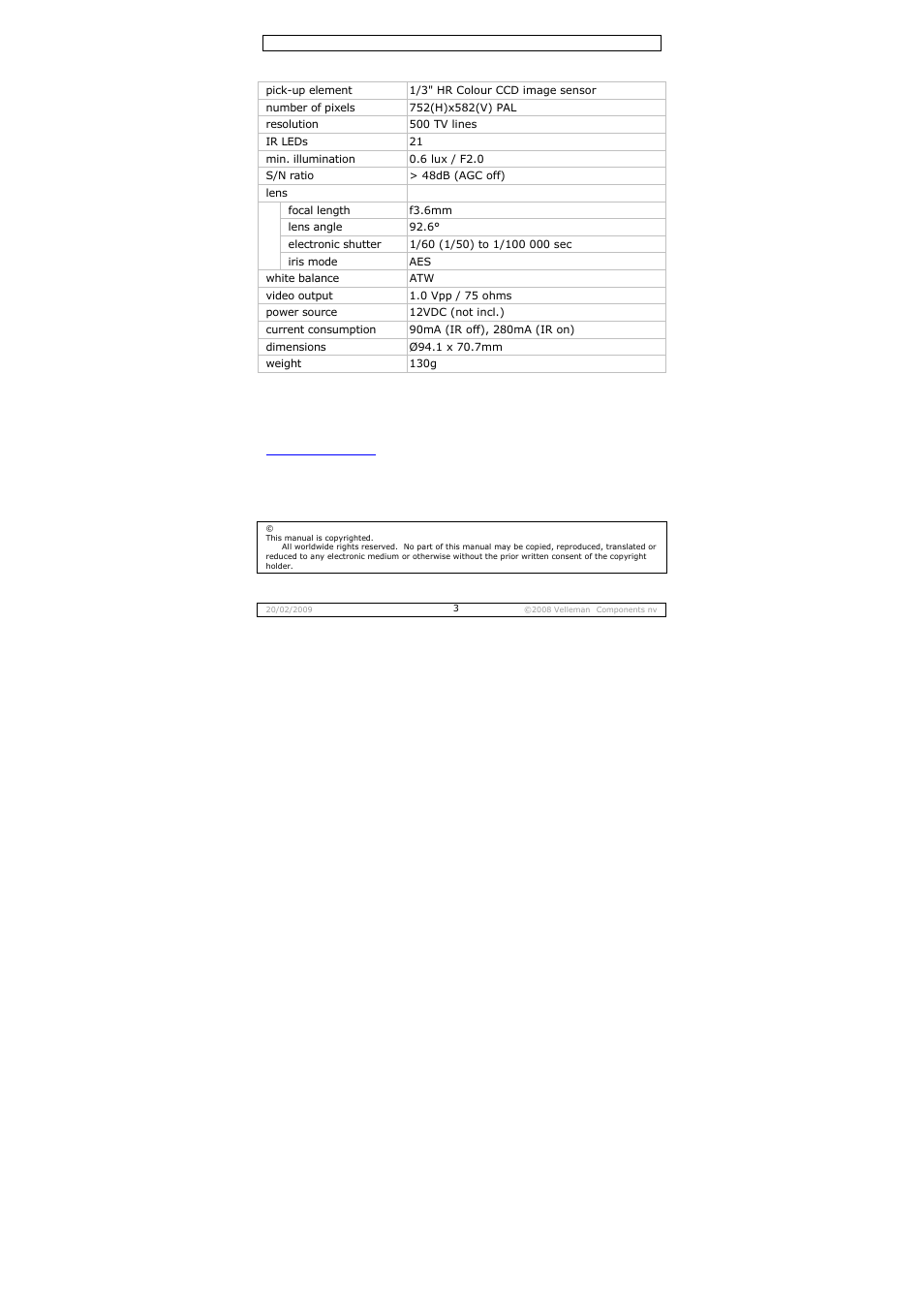 Velleman CAMCOLD14 User Manual | Page 3 / 15