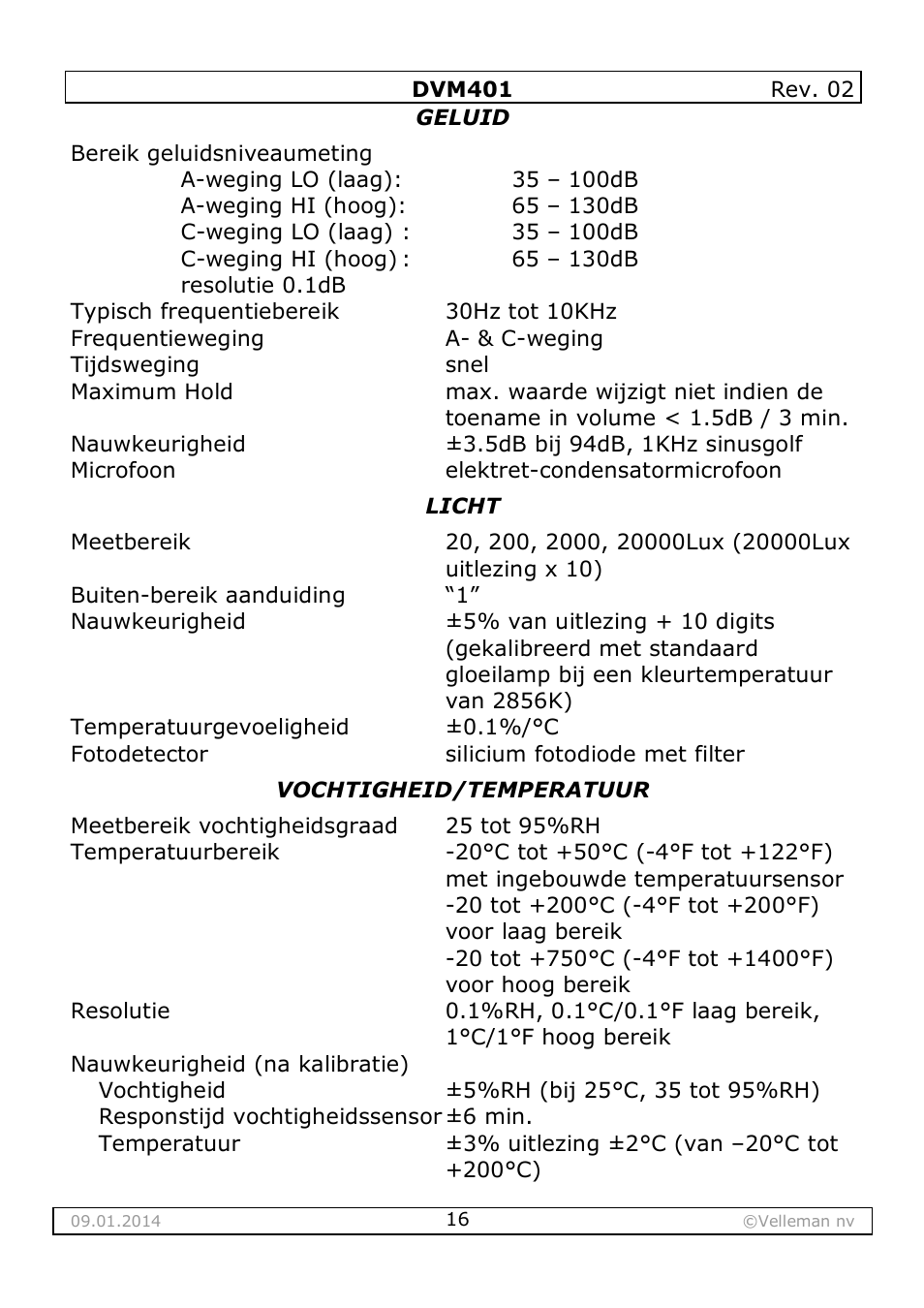 Velleman DVM401 User Manual | Page 16 / 51