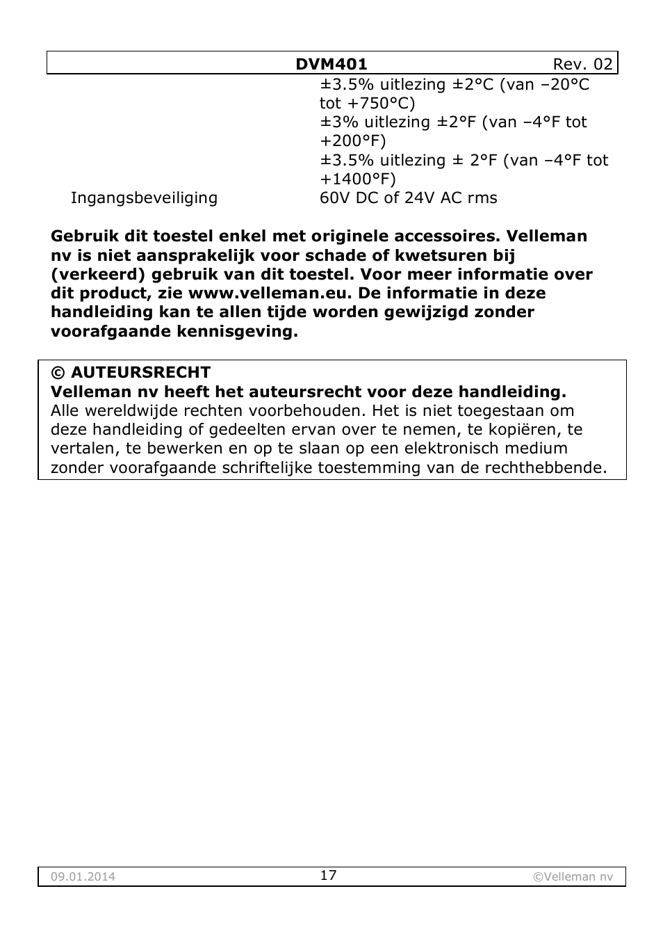 Velleman DVM401 User Manual | Page 17 / 51