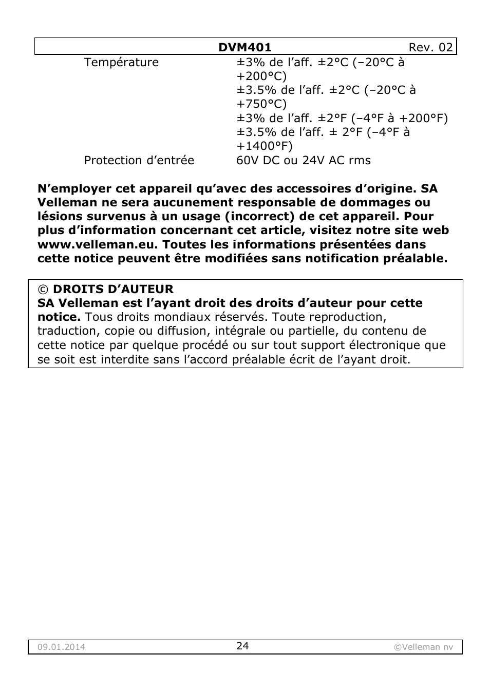 Velleman DVM401 User Manual | Page 24 / 51