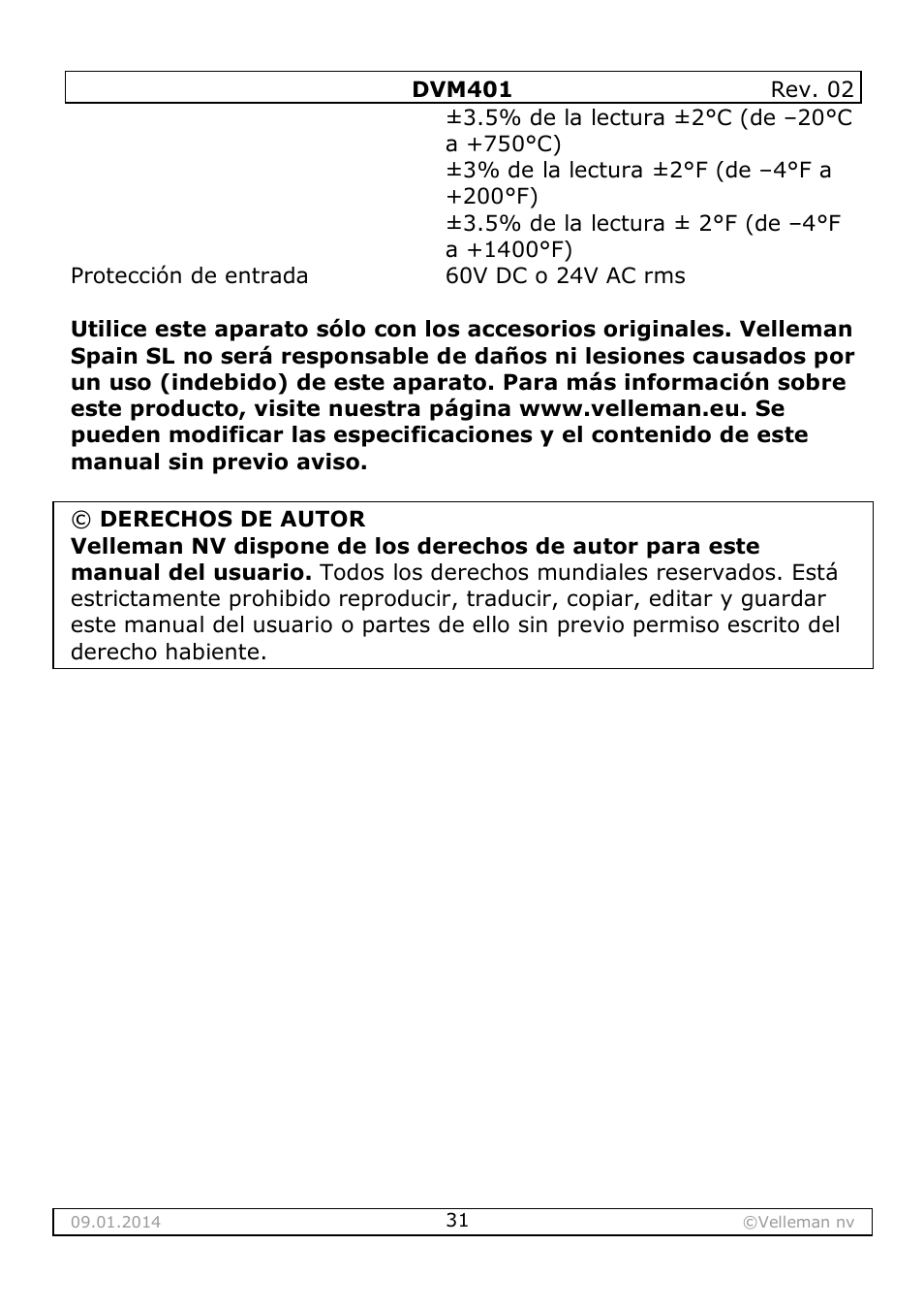 Velleman DVM401 User Manual | Page 31 / 51