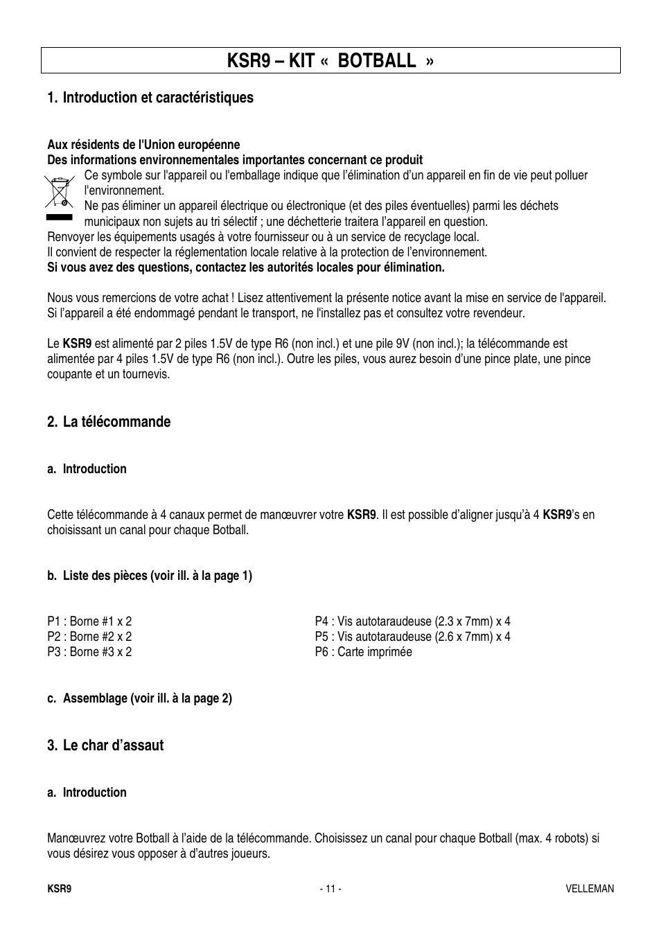 Ksr9 – kit « botball | Velleman KSR9 User Manual | Page 11 / 17
