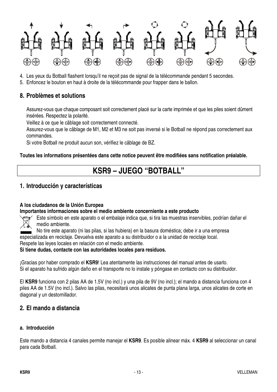 Ksr9 – juego “botball | Velleman KSR9 User Manual | Page 13 / 17