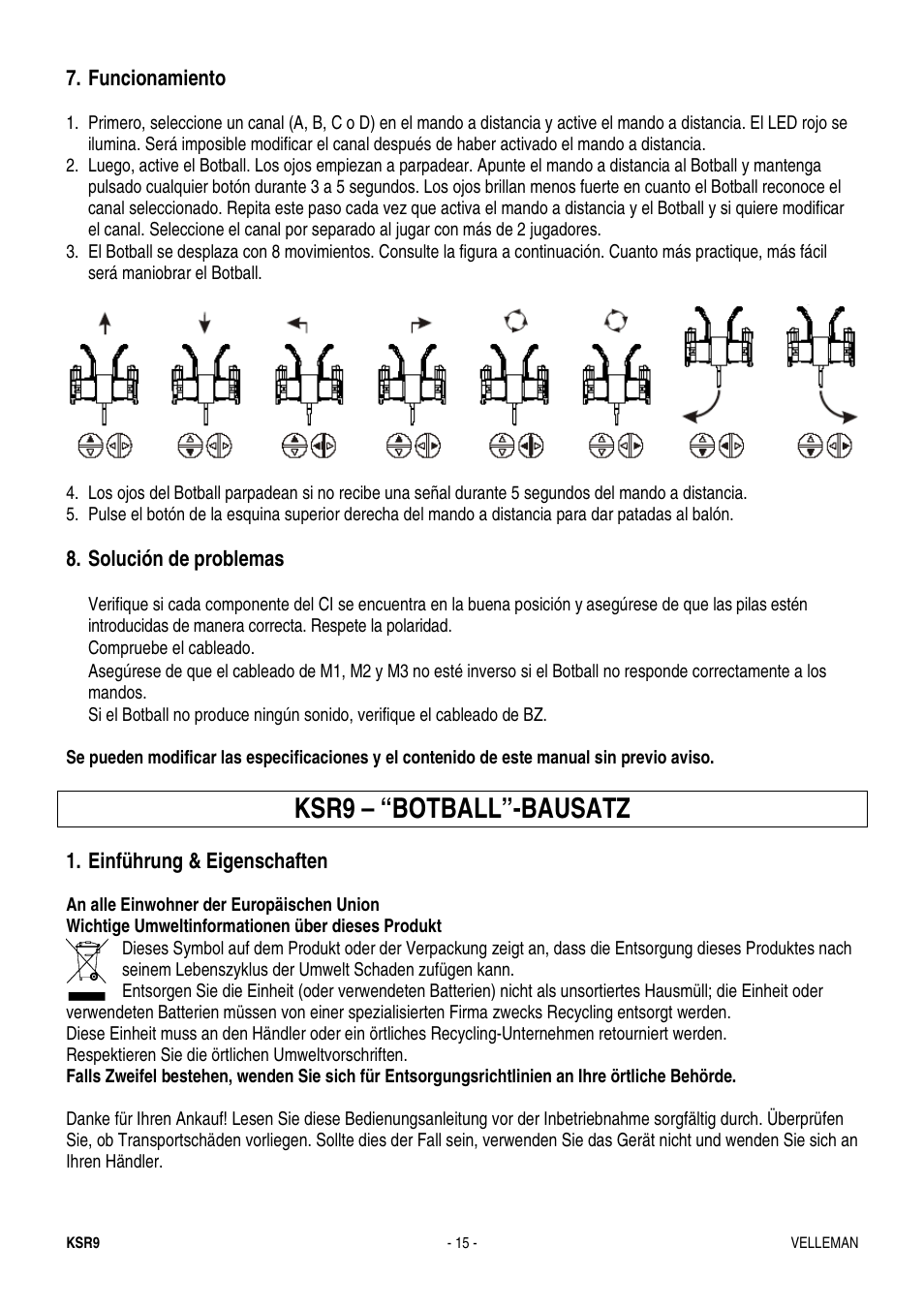 Ksr9 – “botball”-bausatz | Velleman KSR9 User Manual | Page 15 / 17