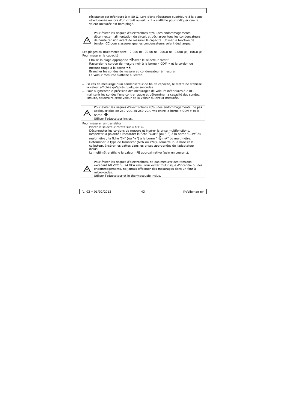 Velleman DVM893 User Manual | Page 43 / 84