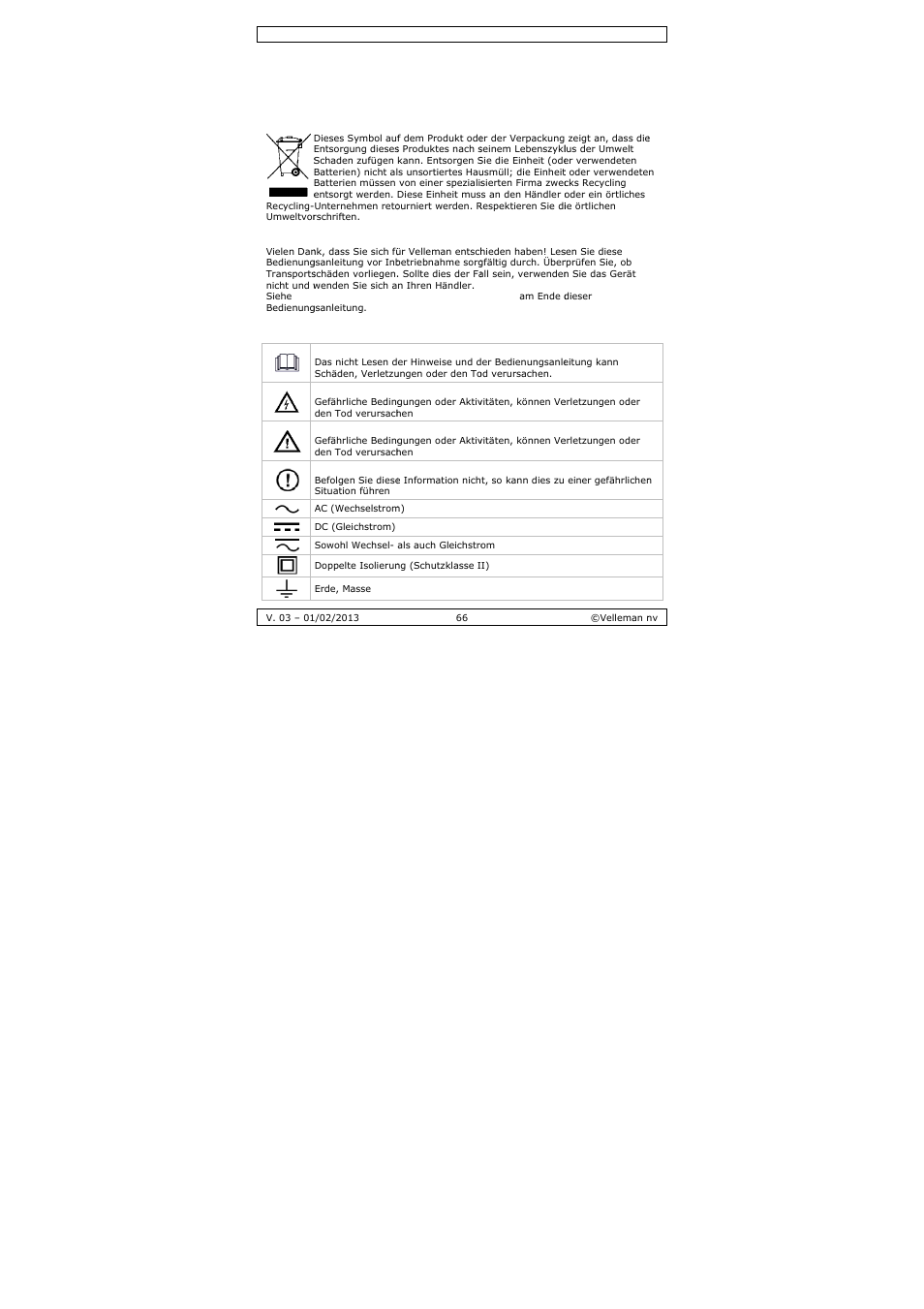 Bedienungsanleitungen, Bedien, Nungsa | Anleitu | Velleman DVM893 User Manual | Page 66 / 84