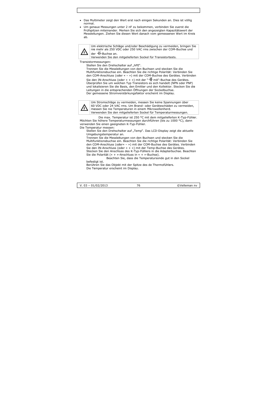 Velleman DVM893 User Manual | Page 76 / 84