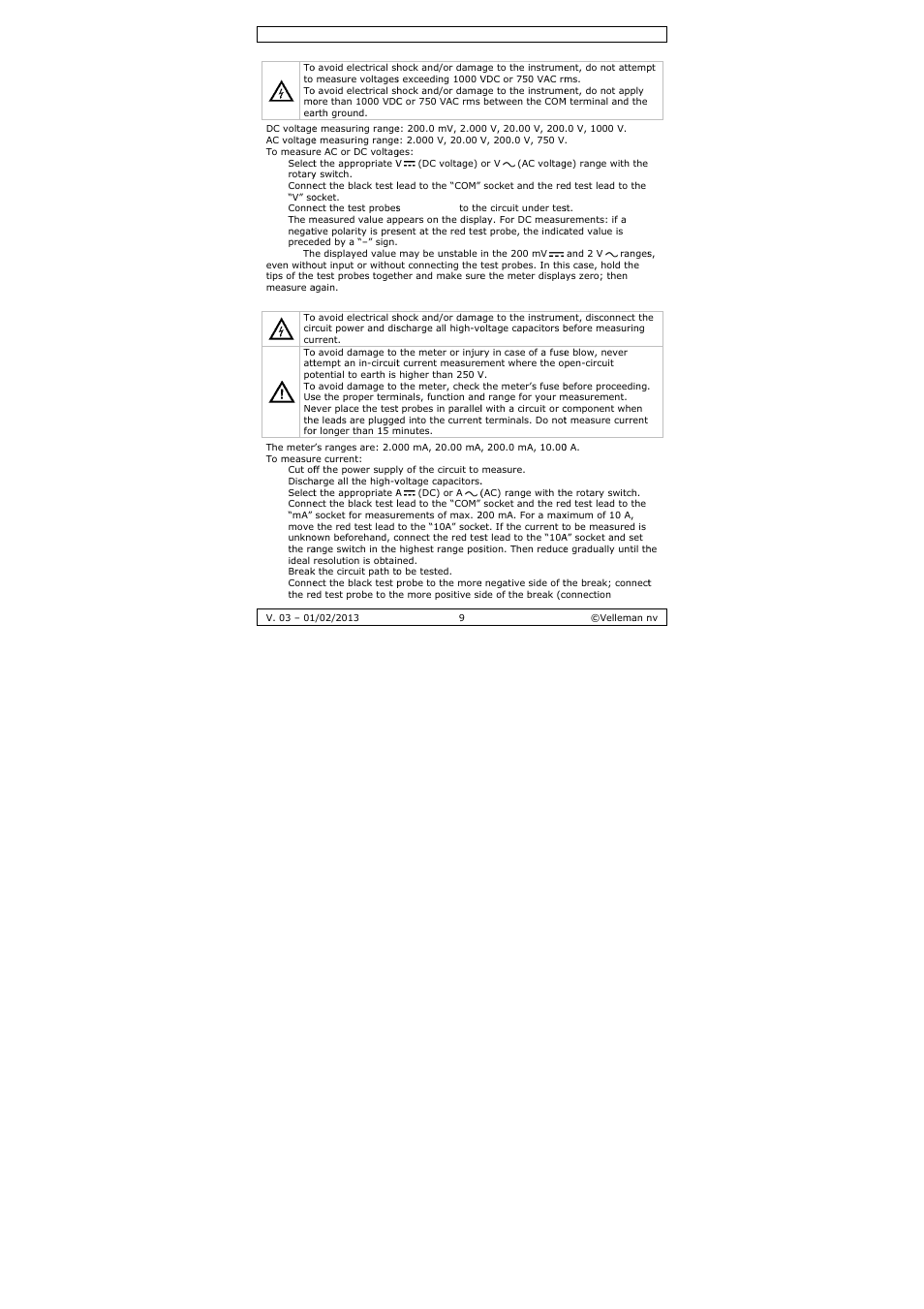 Velleman DVM893 User Manual | Page 9 / 84