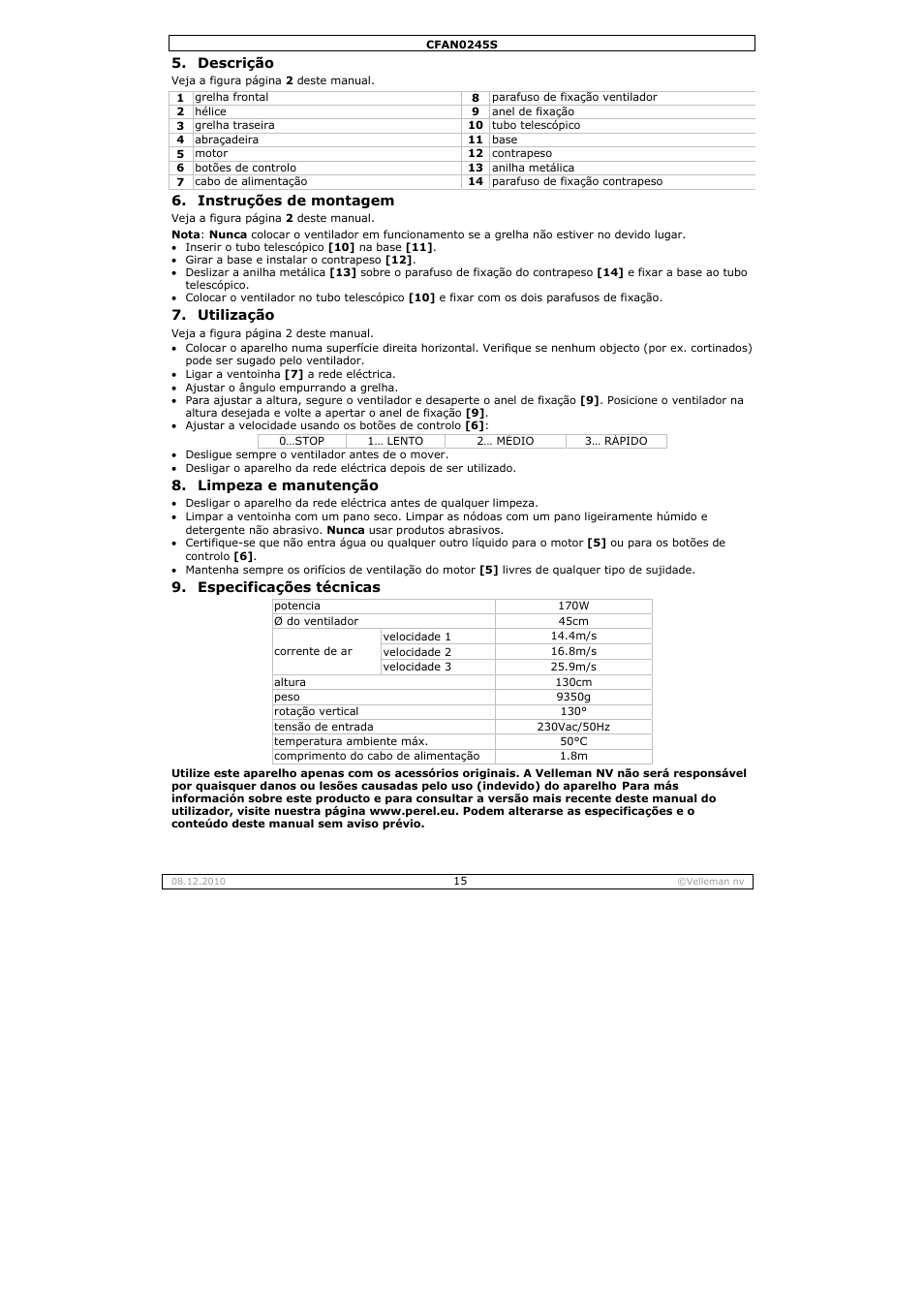 Velleman CFAN0245S User Manual | Page 15 / 17