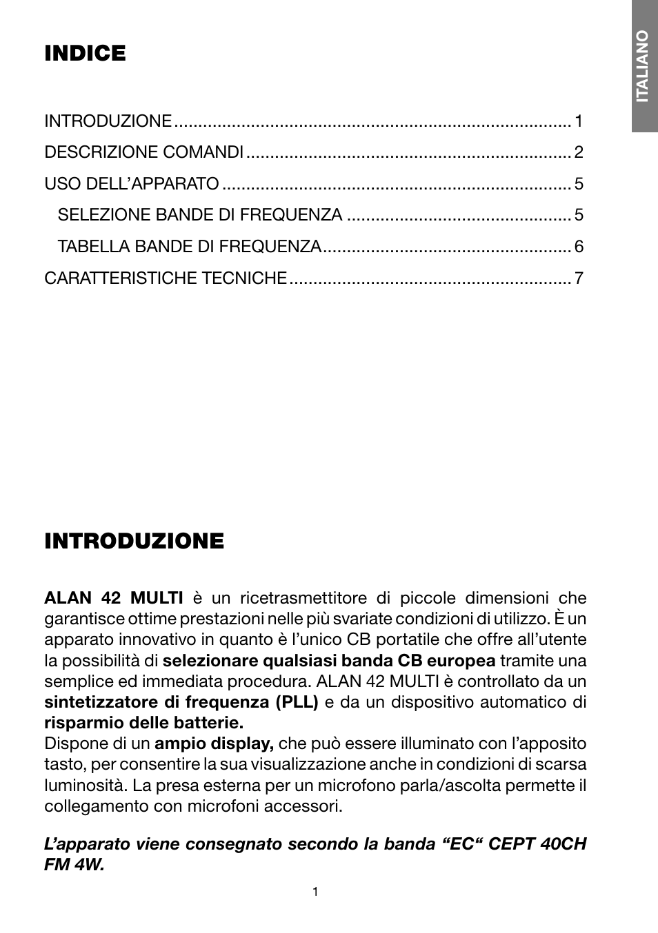 Indice, Introduzione | Velleman ALN011 User Manual | Page 2 / 61