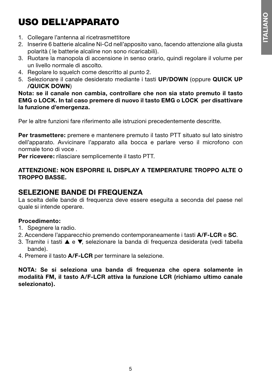 Uso dell’apparato | Velleman ALN011 User Manual | Page 6 / 61