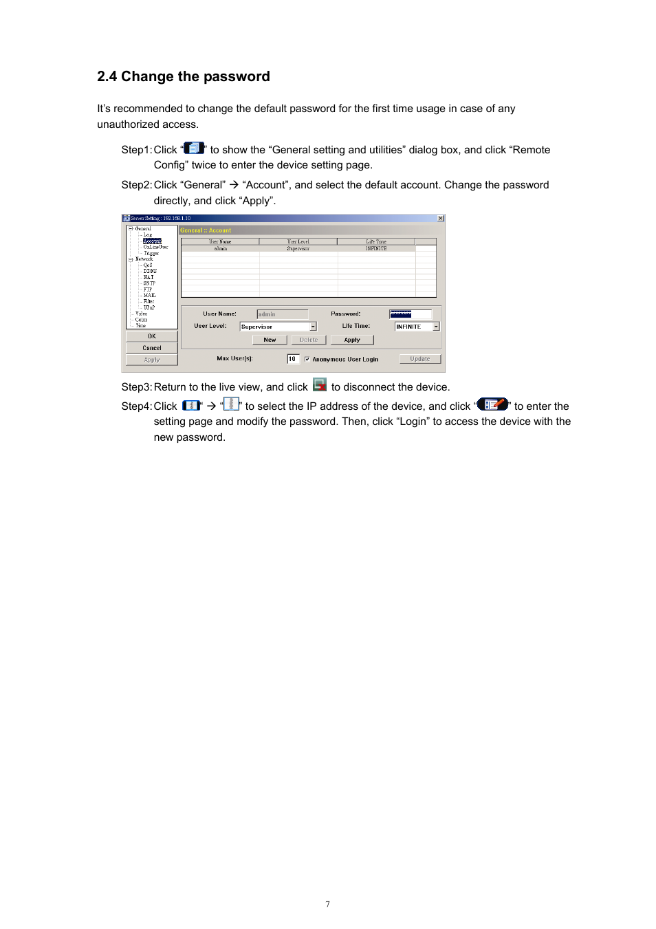 4 change the password | Velleman Central Management System User Manual | Page 10 / 43