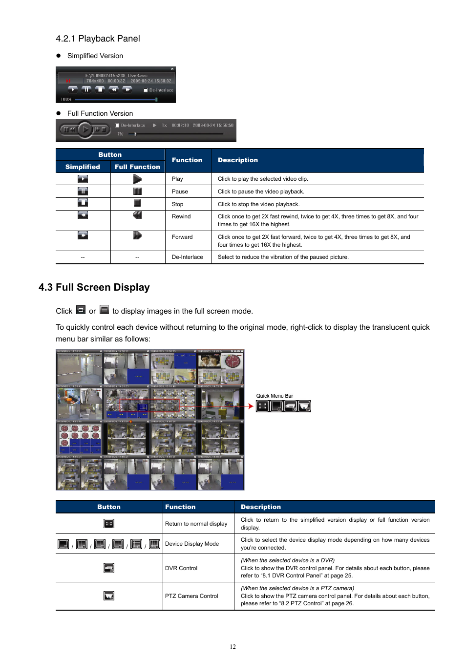 3 full screen display, 1 playback panel | Velleman Central Management System User Manual | Page 15 / 43