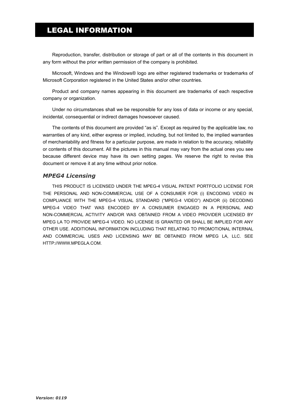 Legal information | Velleman Central Management System User Manual | Page 2 / 43