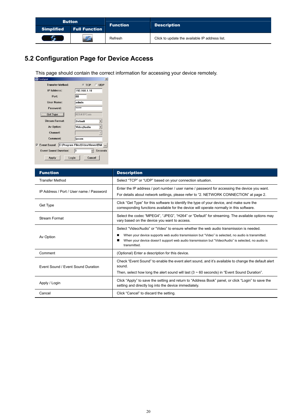 2 configuration page for device access | Velleman Central Management System User Manual | Page 23 / 43