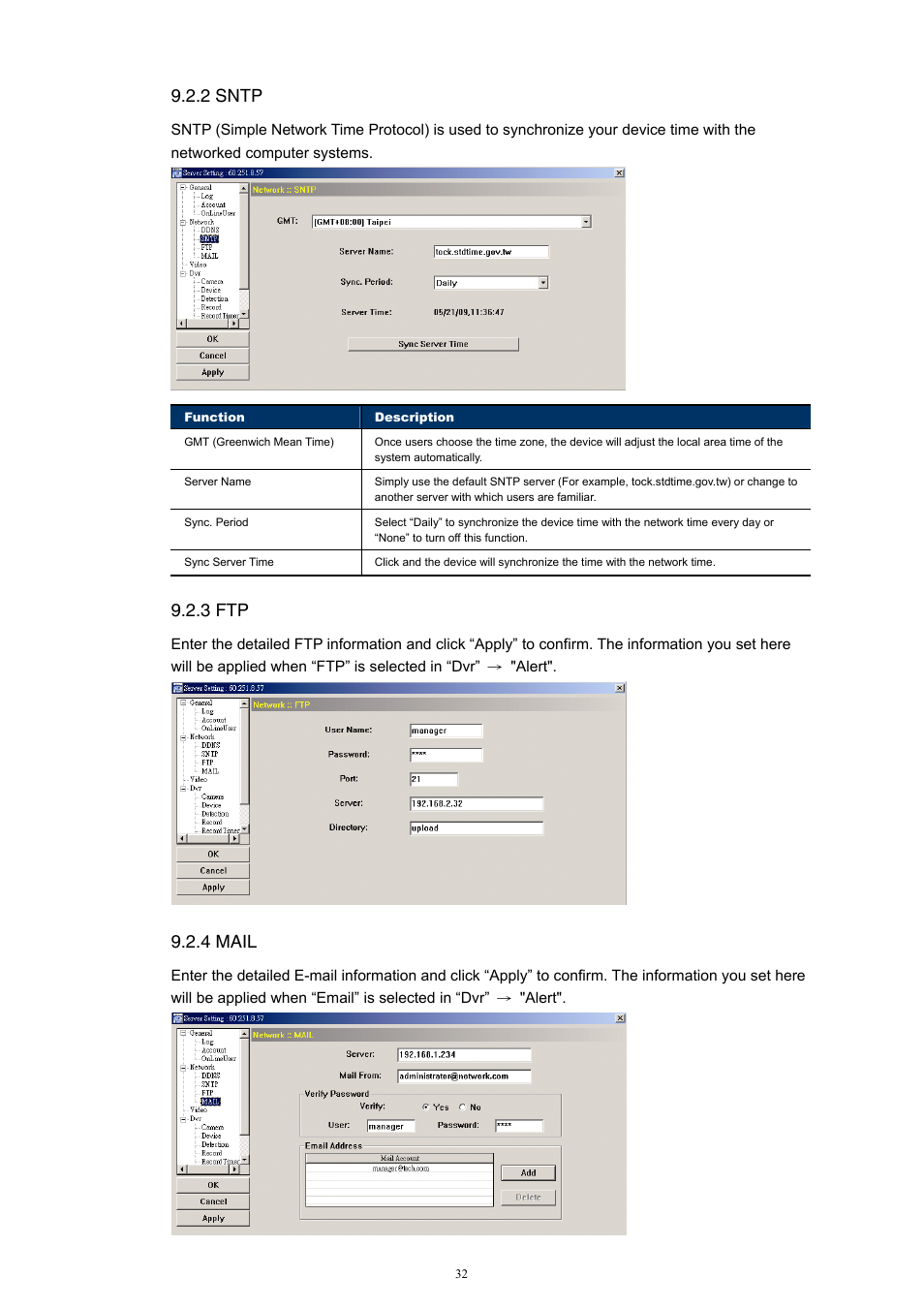 2 sntp, 3 ftp, 4 mail | Velleman Central Management System User Manual | Page 35 / 43