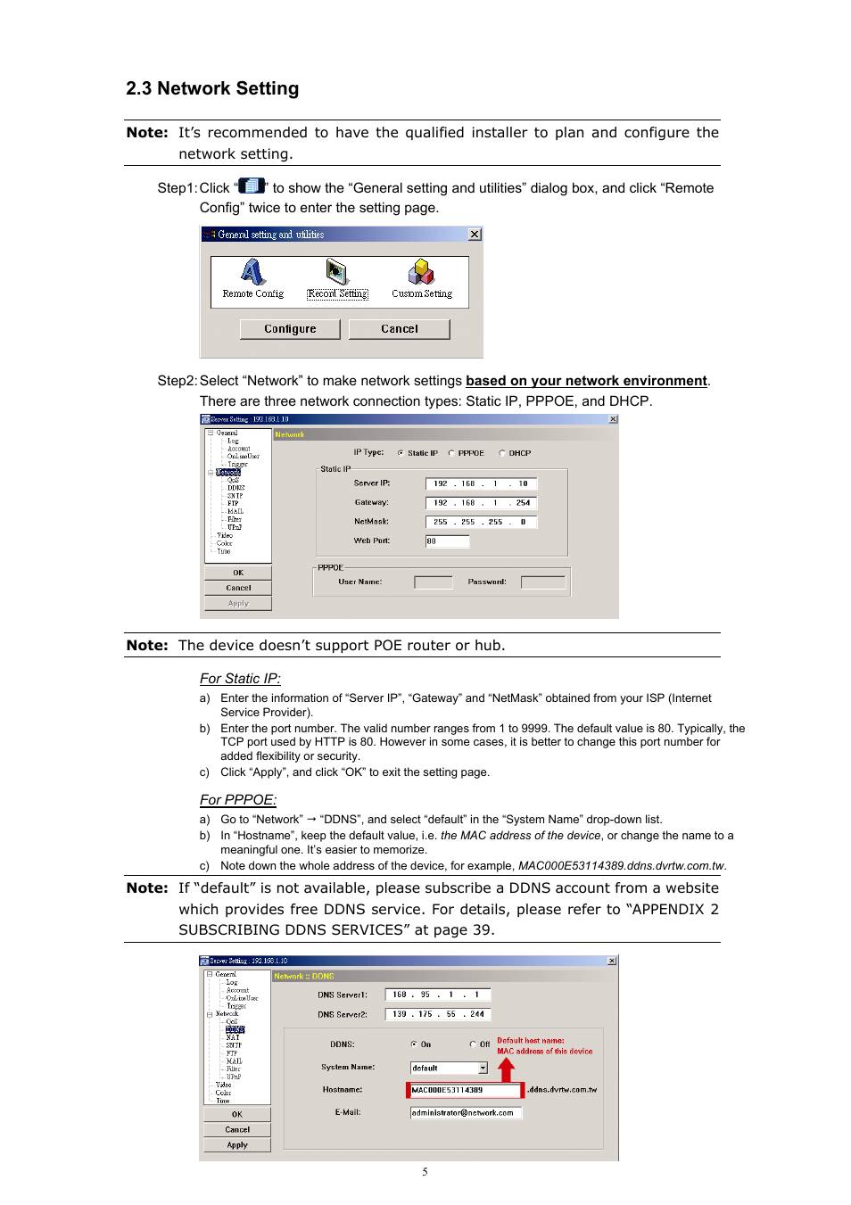 3 network setting | Velleman Central Management System User Manual | Page 8 / 43