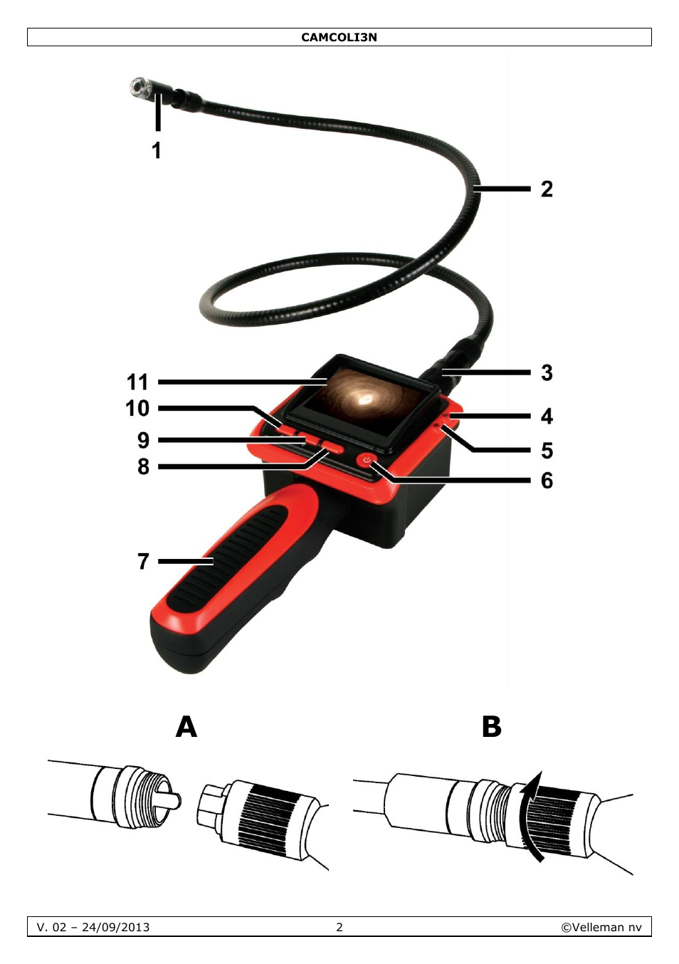 Velleman CAMCOLI3N User Manual | Page 2 / 27