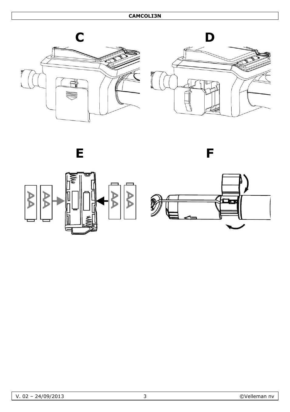 Velleman CAMCOLI3N User Manual | Page 3 / 27