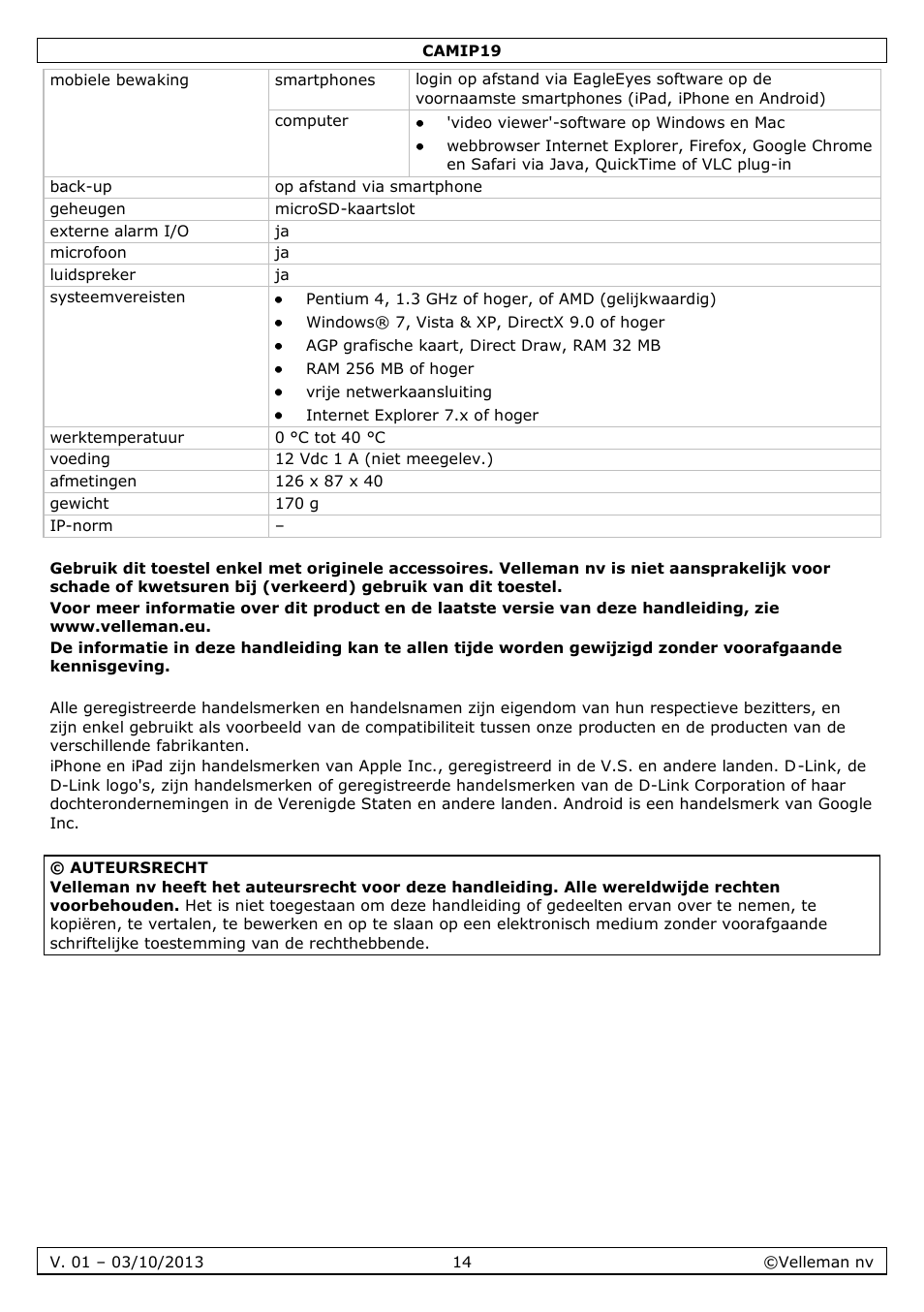 Velleman CAMIP19 User Manual | Page 14 / 36