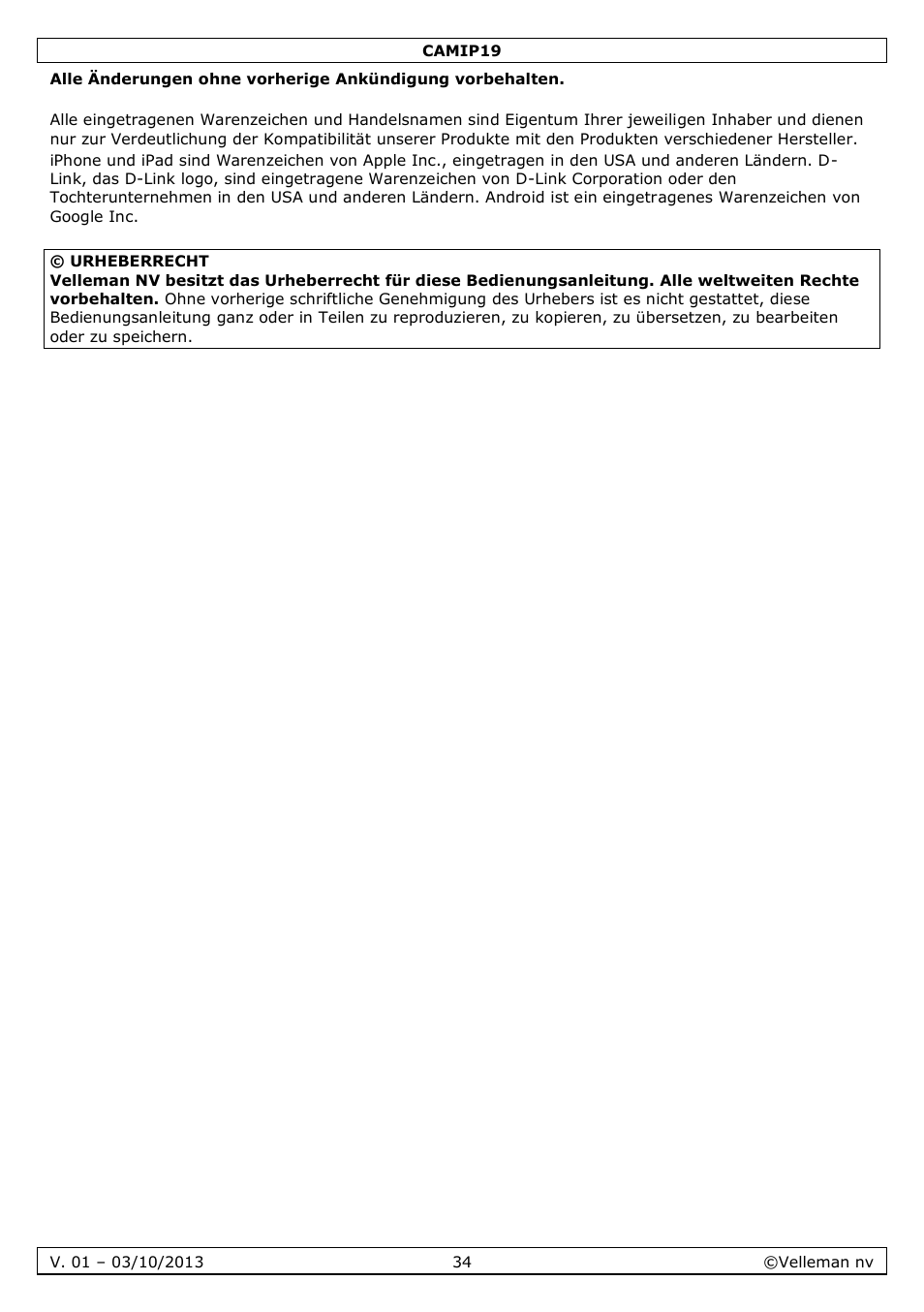 Velleman CAMIP19 User Manual | Page 34 / 36