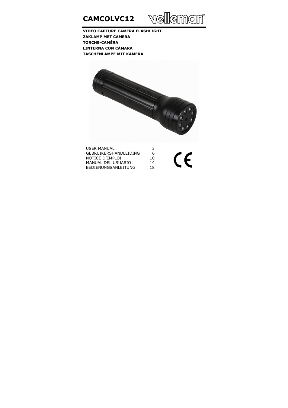 Velleman CAMCOLVC12 User Manual | 24 pages