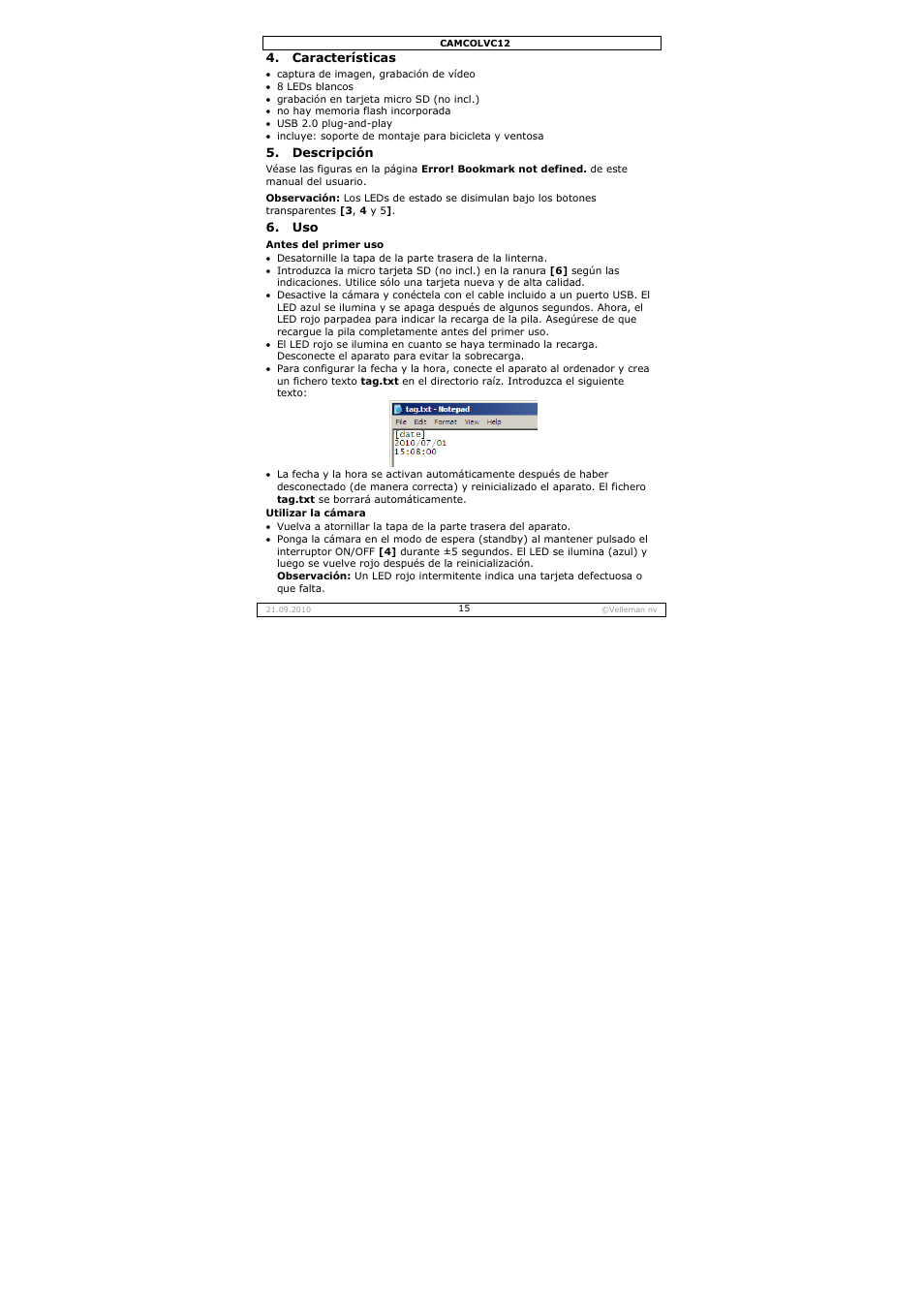 Velleman CAMCOLVC12 User Manual | Page 15 / 24