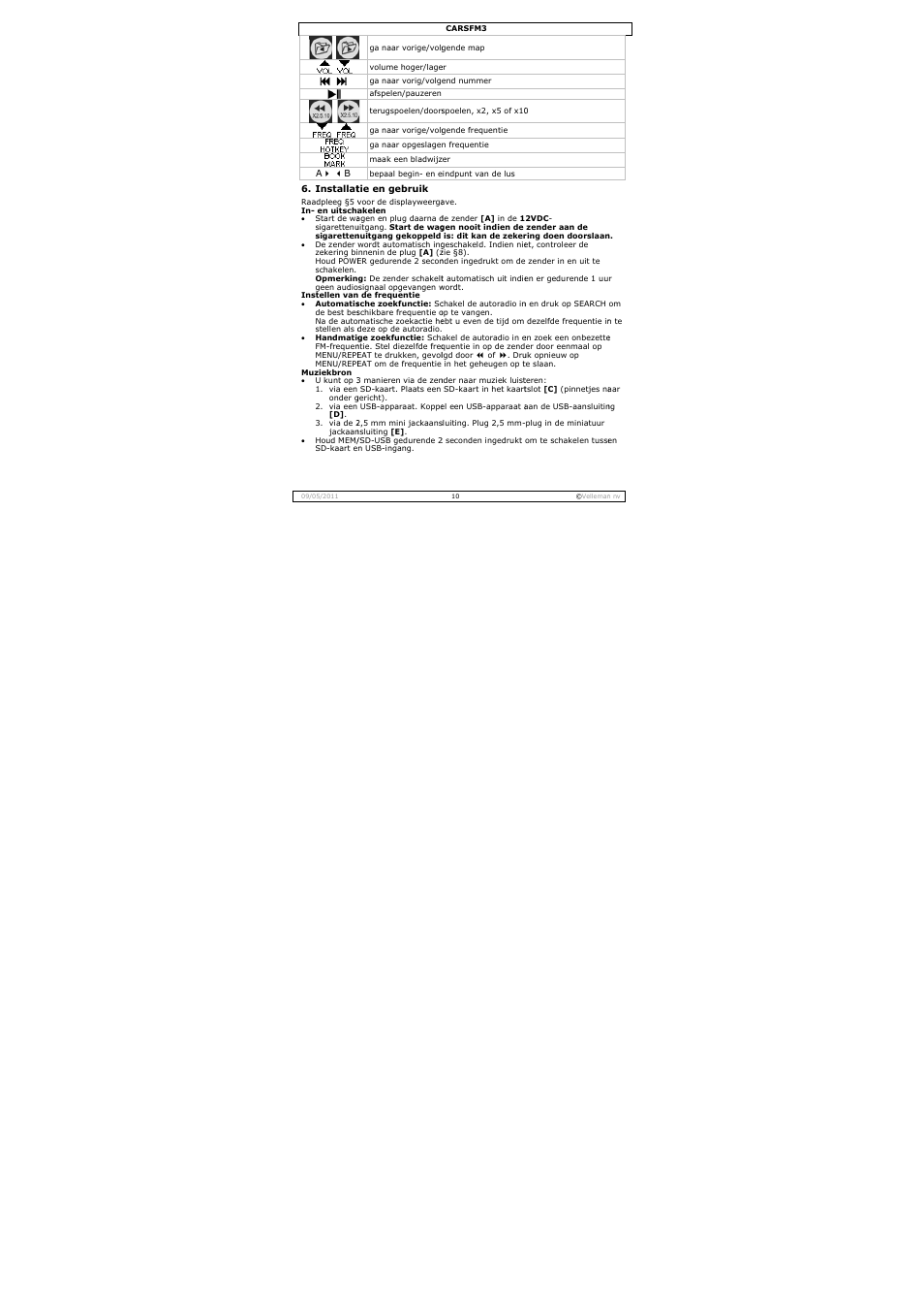 Velleman CARSFM3 User Manual | Page 10 / 32