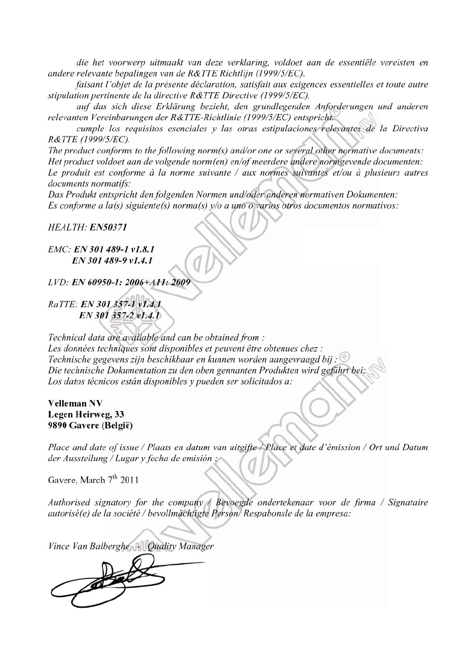 Velleman CARSFM3 User Manual | Page 32 / 32