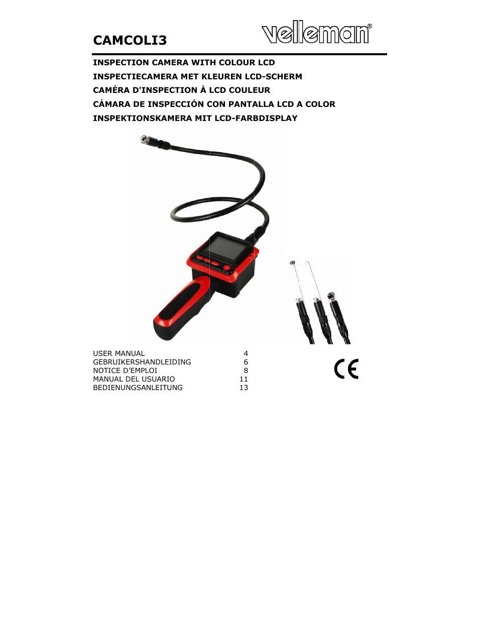 Velleman CAMCOLI3 User Manual | 17 pages