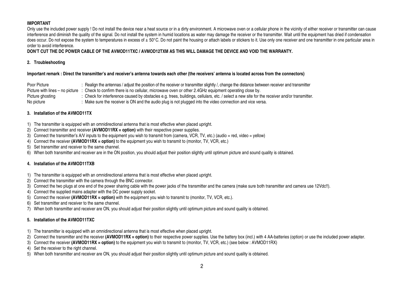 Velleman AVMOD11TXB User Manual | Page 2 / 14