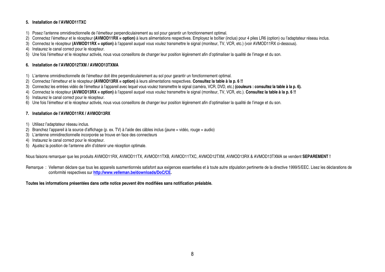 Velleman AVMOD11TXB User Manual | Page 8 / 14