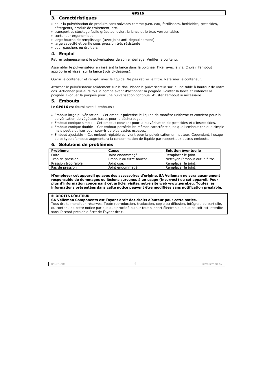 Velleman GPS16 User Manual | Page 4 / 12