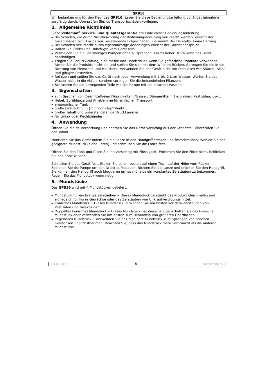 Velleman GPS16 User Manual | Page 8 / 12