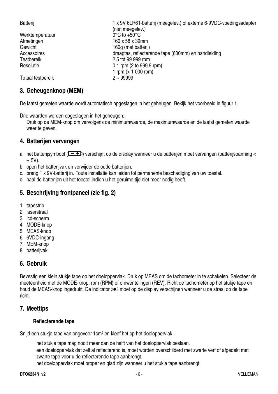 Velleman DTO6234N User Manual | Page 6 / 16