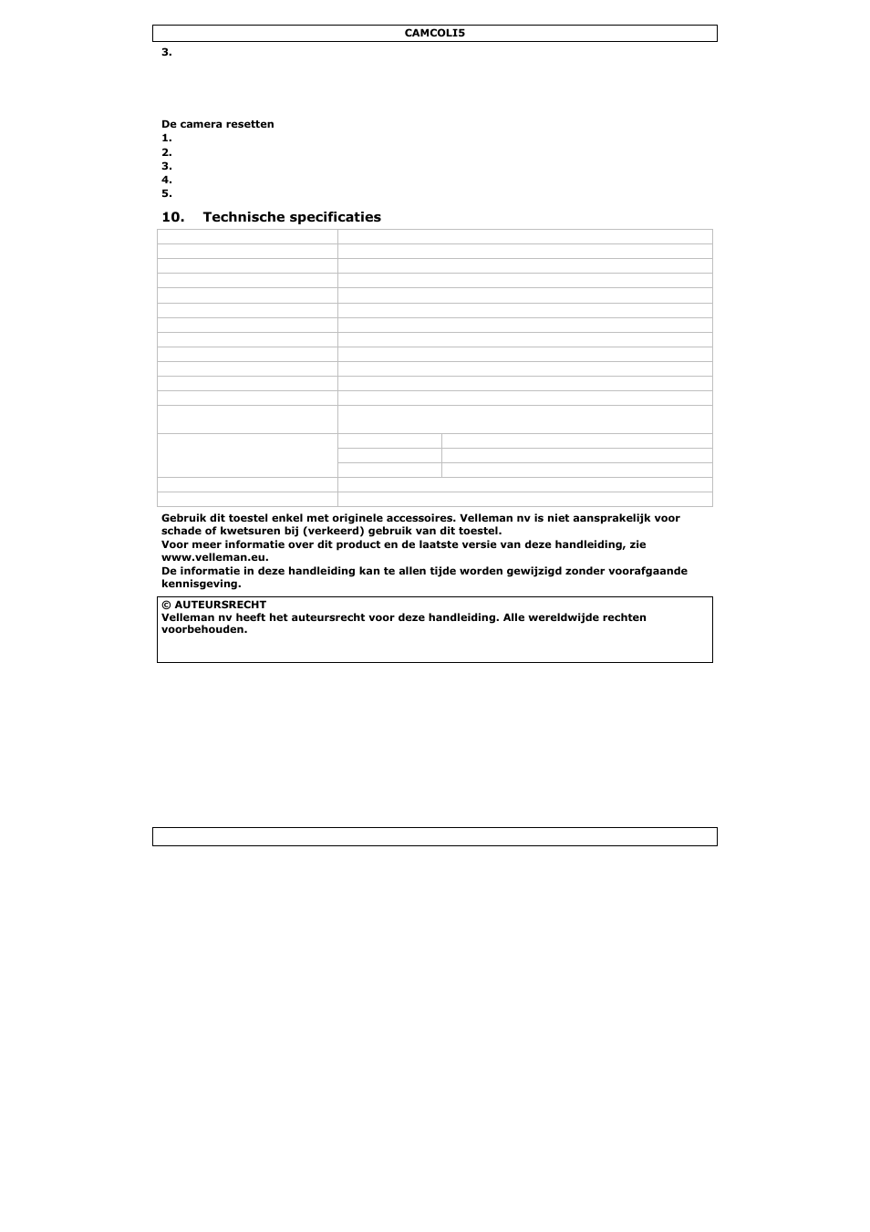 Velleman CAMCOLI5 User Manual | Page 15 / 37