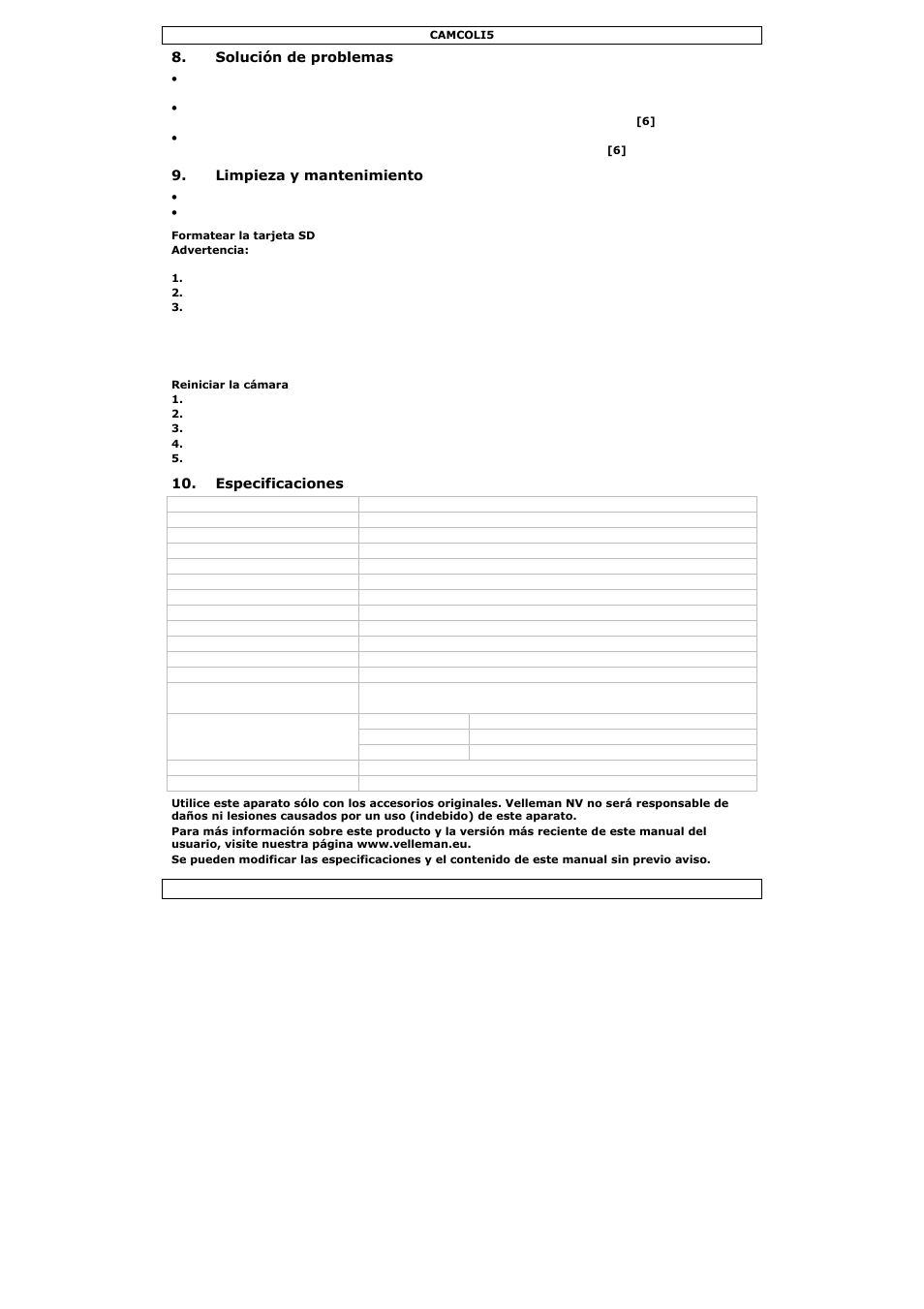 Velleman CAMCOLI5 User Manual | Page 28 / 37