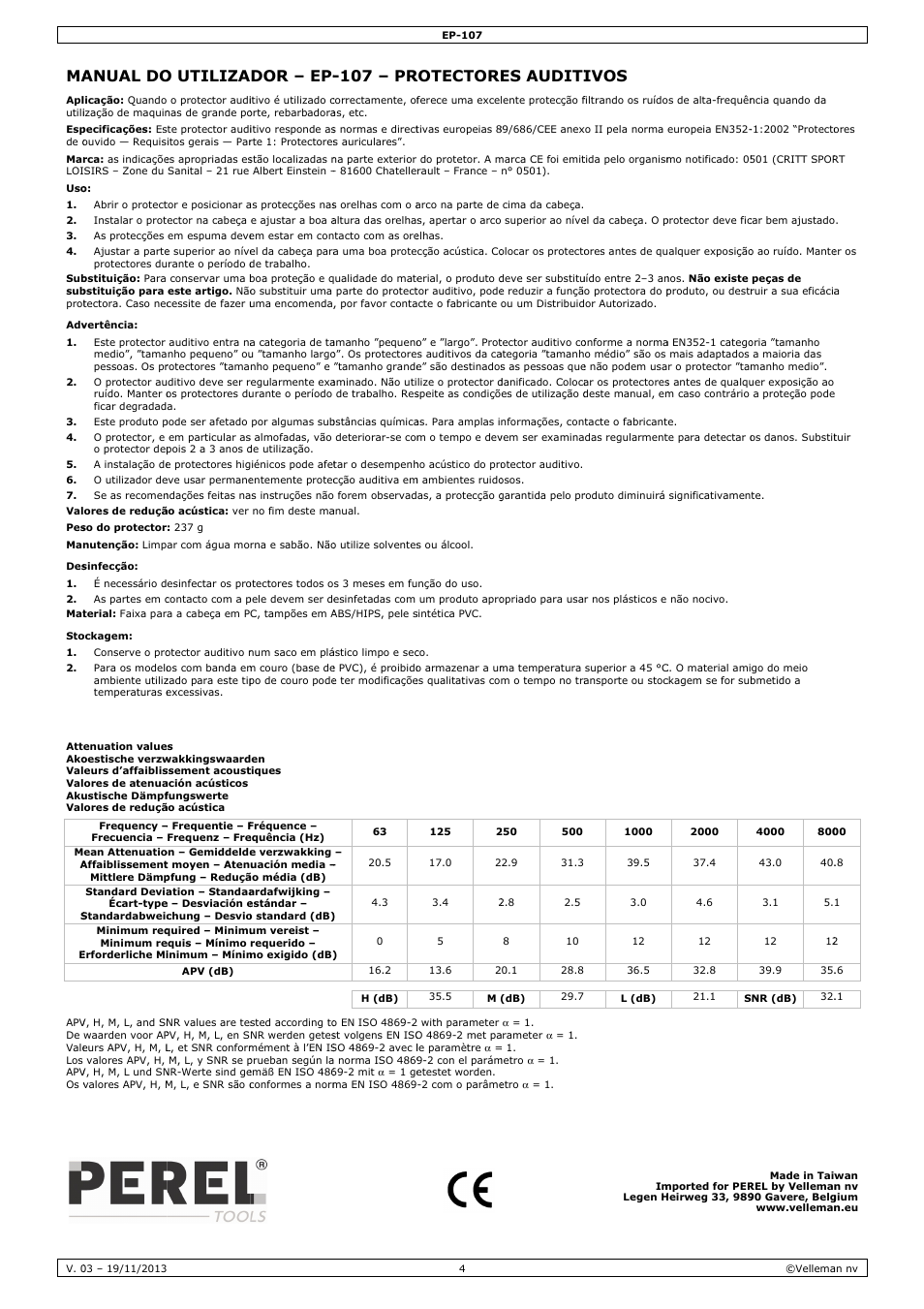 Anual do, O utiliza, Dor – ep | 107 – pr, Rotector, Es auditi, Ivos | Velleman EP-107 User Manual | Page 4 / 6