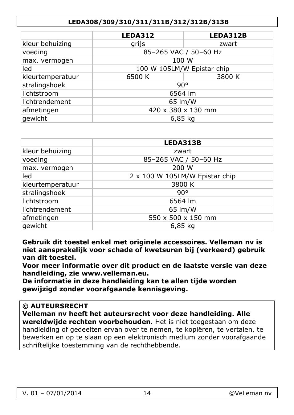 Velleman LEDA313 User Manual | Page 14 / 40
