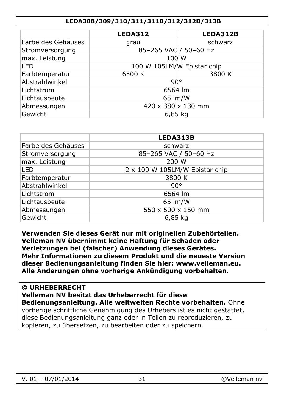Velleman LEDA313 User Manual | Page 31 / 40