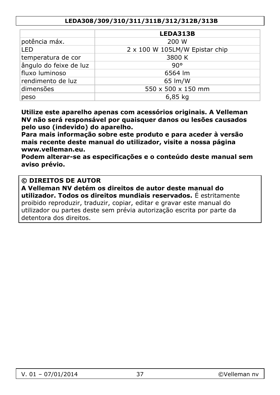 Velleman LEDA313 User Manual | Page 37 / 40