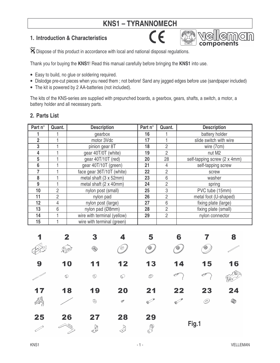 Velleman KNS1 User Manual | 9 pages