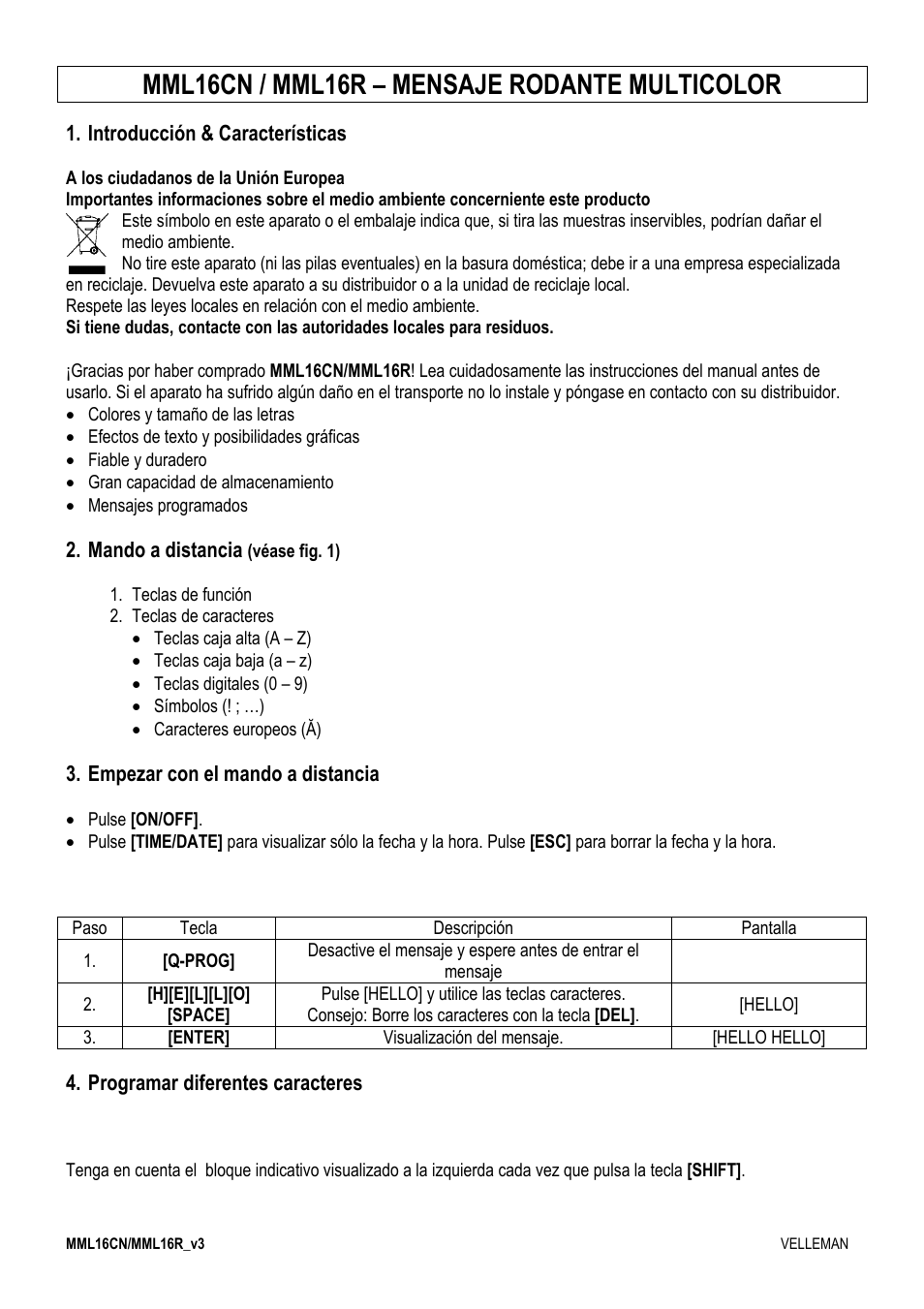 Mml16cn / mml16r – mensaje rodante multicolor | Velleman MML16CN User Manual | Page 45 / 76