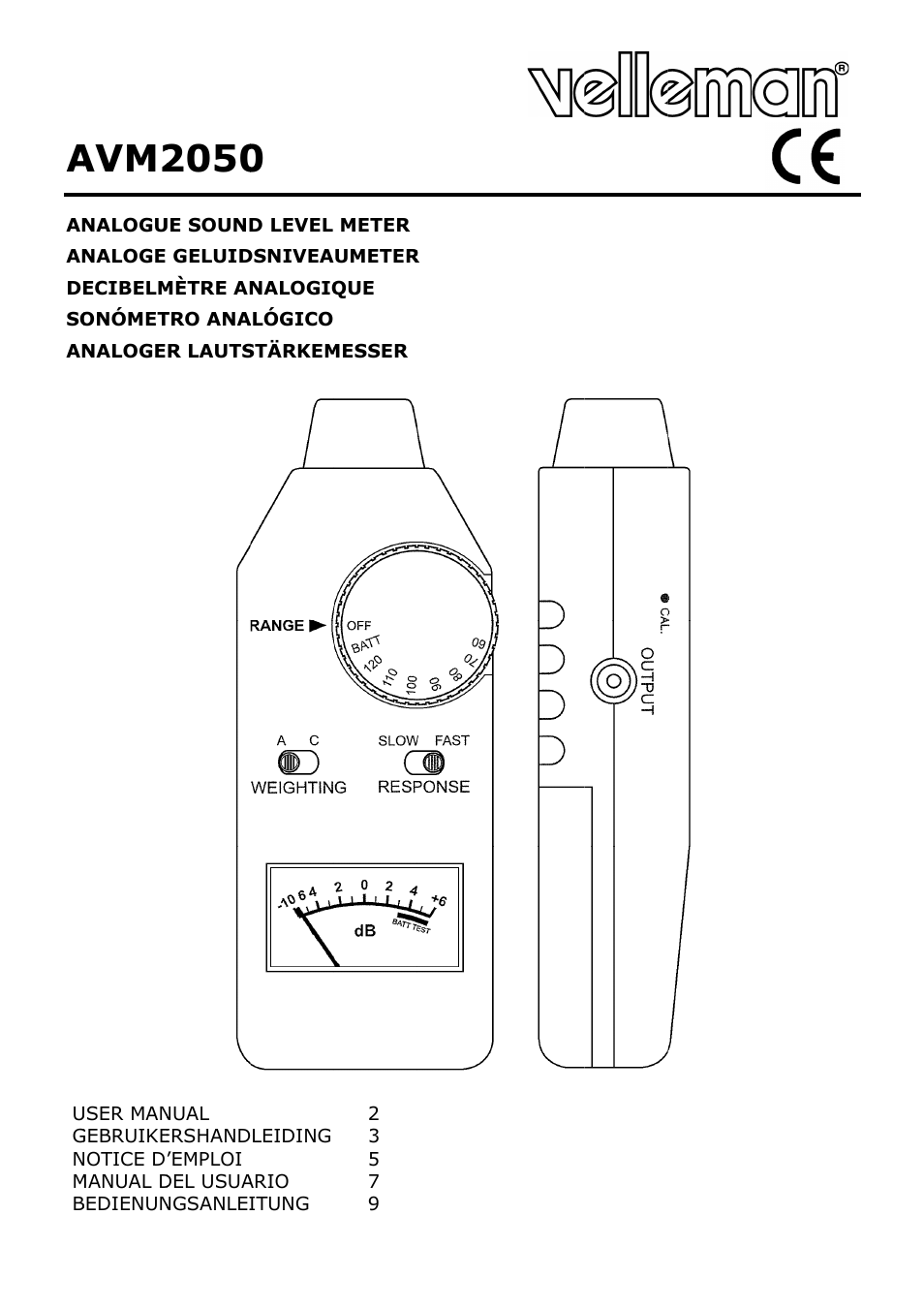 Velleman AVM2050 User Manual | 12 pages