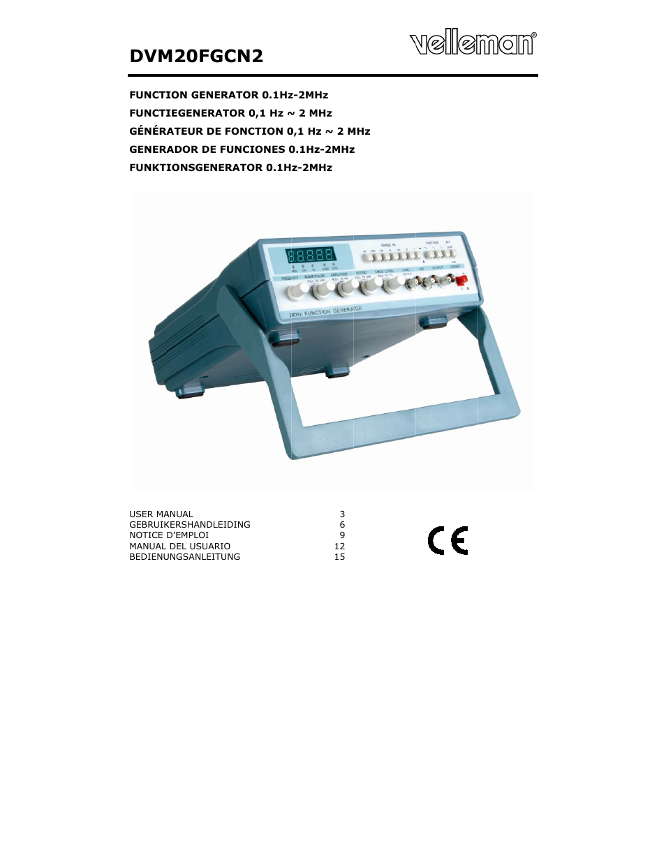 Velleman DVM20FGCN2 User Manual | 19 pages