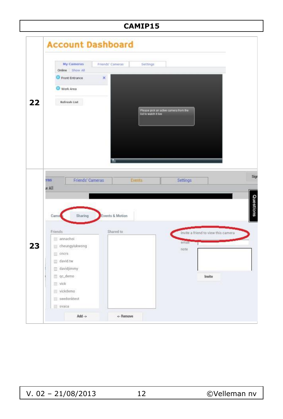 Velleman CAMIP15 User Manual | Page 12 / 62