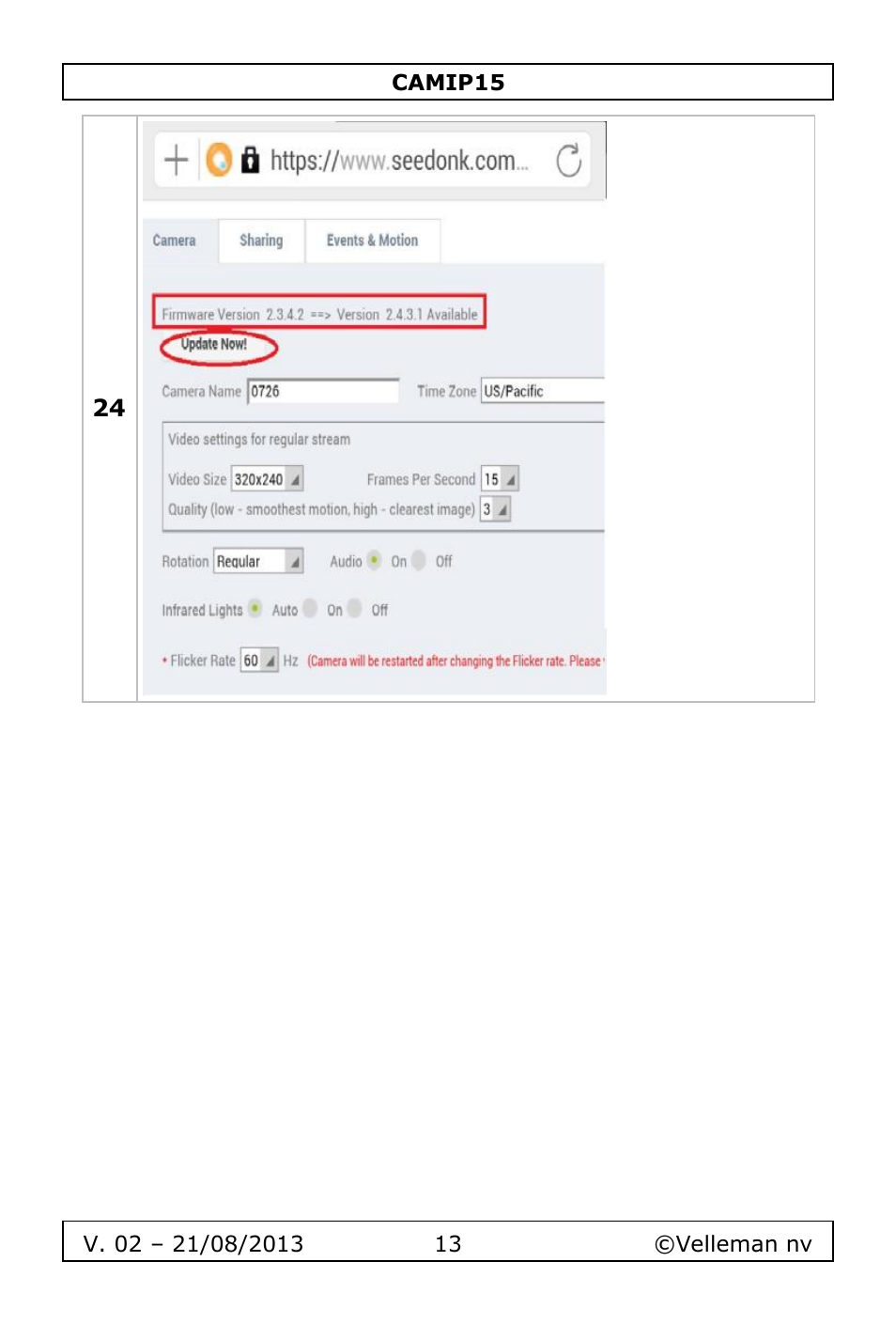 Velleman CAMIP15 User Manual | Page 13 / 62