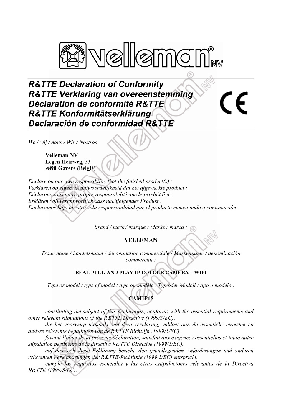 Velleman CAMIP15 User Manual | Page 57 / 62