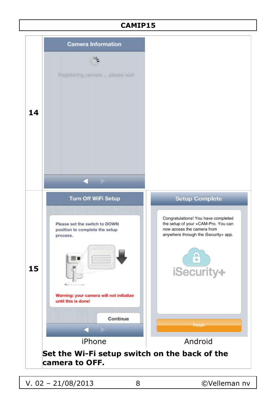 Velleman CAMIP15 User Manual | Page 8 / 62